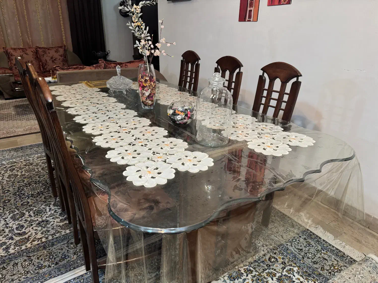 میز نهارخوری چوب هشت نفره|میز و صندلی غذاخوری|فردیس, انبار نفت|دیوار