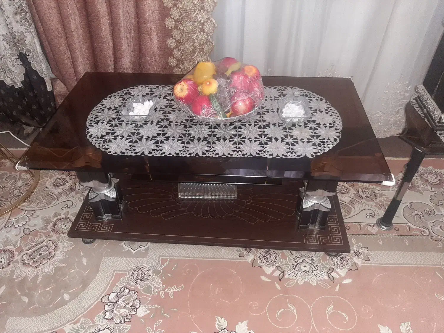 میزعسلی،کتابخانه ۵طبقه چوب ام دی اف ،گردو|کتابخانه، شلف، قفسه‌های دیواری|قم, علی آباد سعدگان|دیوار