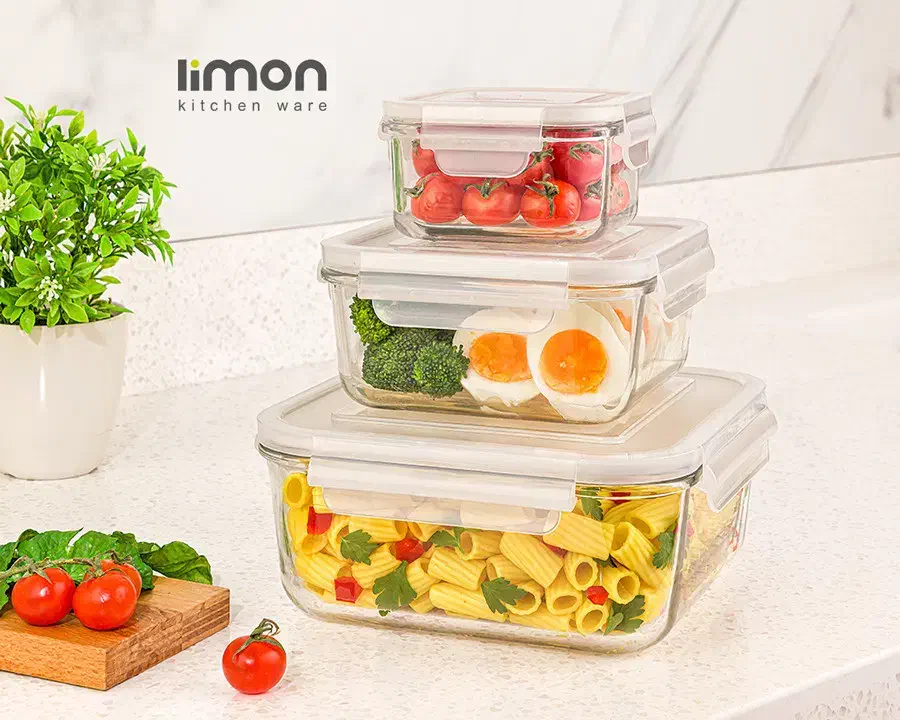 ظرف شیشه ای درب دار لیمون|ظروف نگهدارنده، پلاستیکی، یک‌بارمصرف|مشهد, زمرد|دیوار