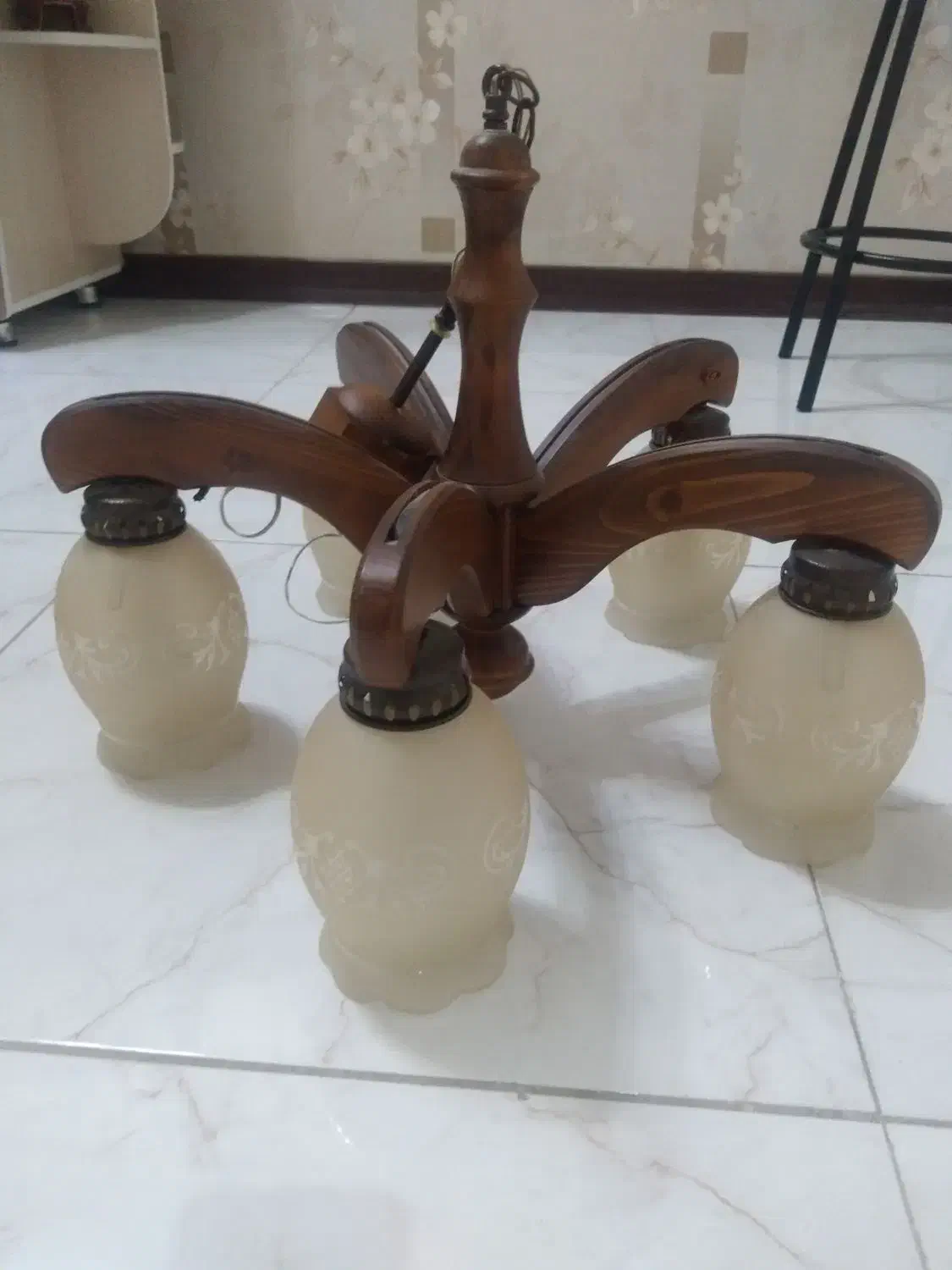 لوستر چوبی|لوستر و چراغ آویز|کرج, کمال‌شهر|دیوار