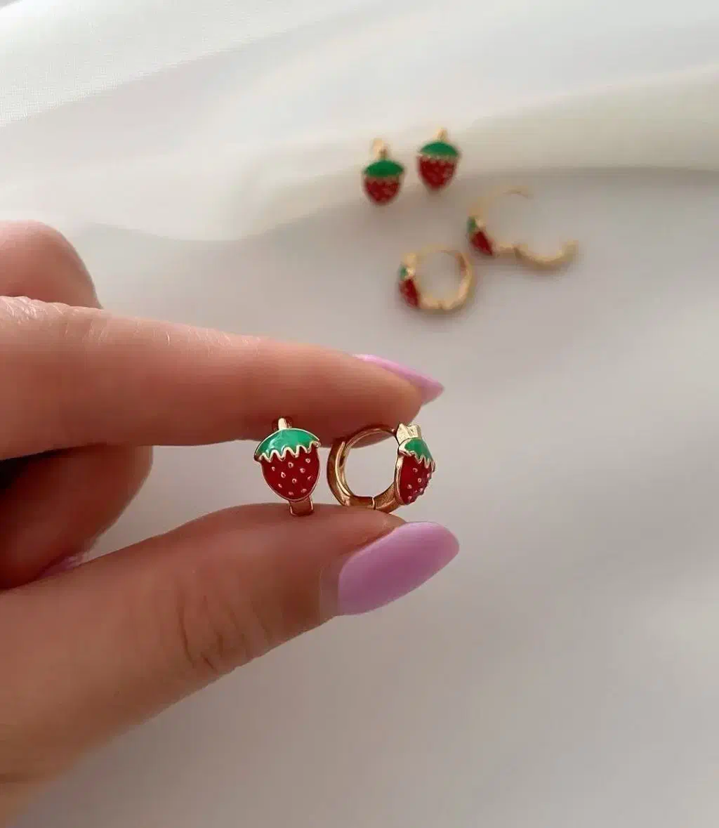 گوشواره توت فرنگی ژوپینگ|بدلیجات|تبریز, |دیوار