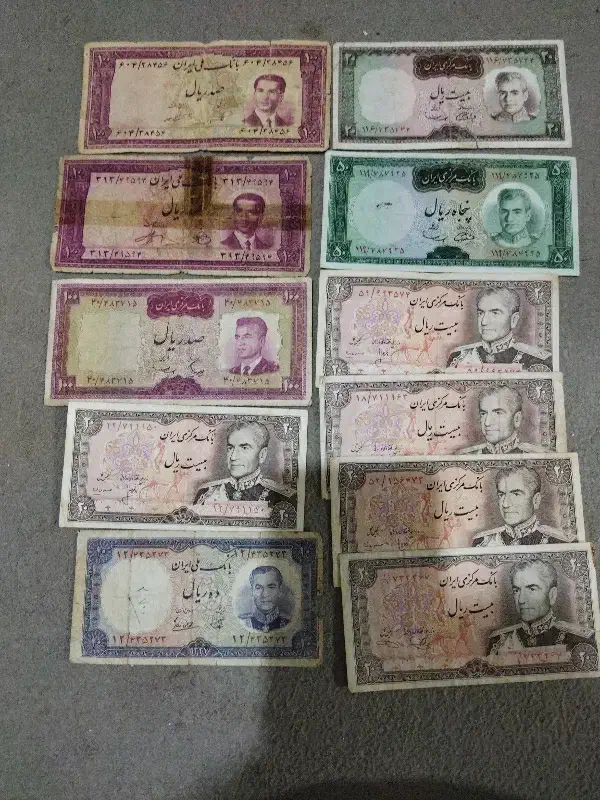 ۲۰ عدد اسکناس شاهی|کلکسیون سکه، تمبر، اسکناس|کرج, کلاک بالا|دیوار