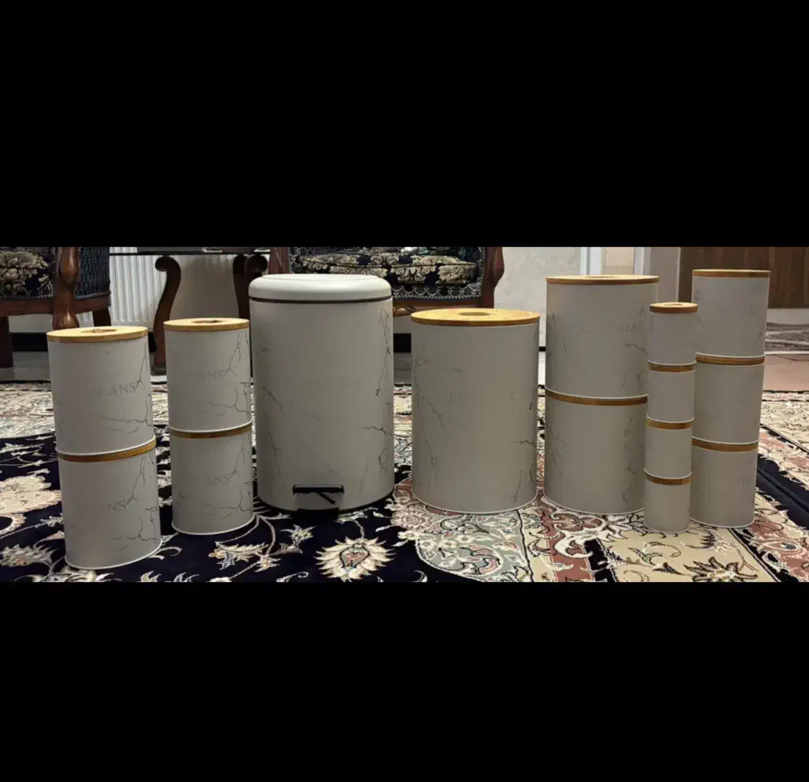 سرویس حبوبات ۱۵پارچه ماربل درب چوبی|ظروف نگهدارنده، پلاستیکی، یکبارمصرف|خاوران, |دیوار