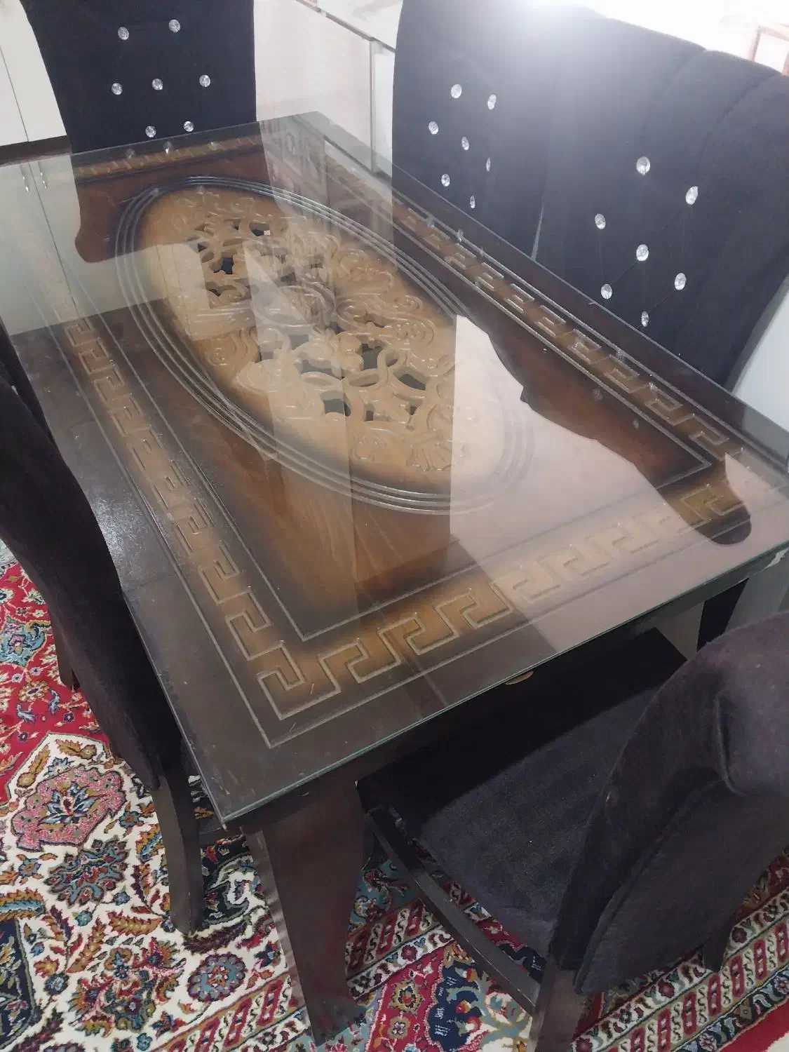 میز نهار خوری شش نفره کار کرده|میز و صندلی غذاخوری|کنگاور, |دیوار