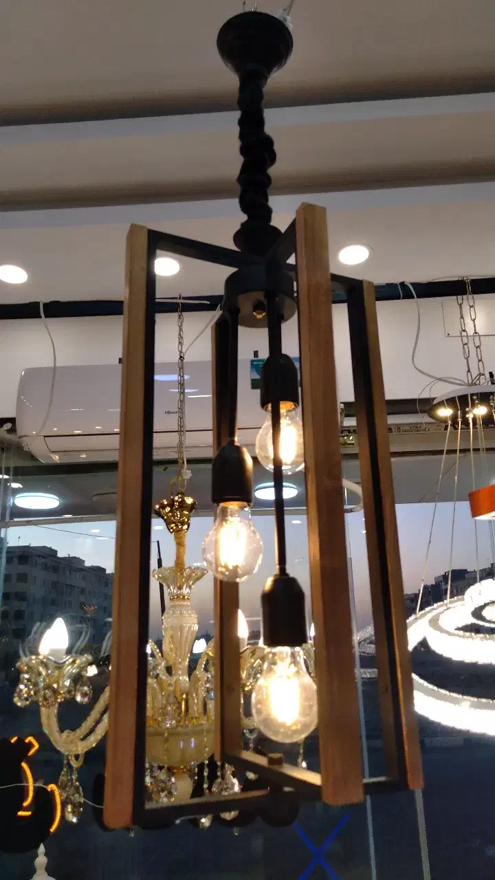 لوستر چوبی فلزی|لوستر و چراغ آویز|شهریار, شهرک شاهد|دیوار