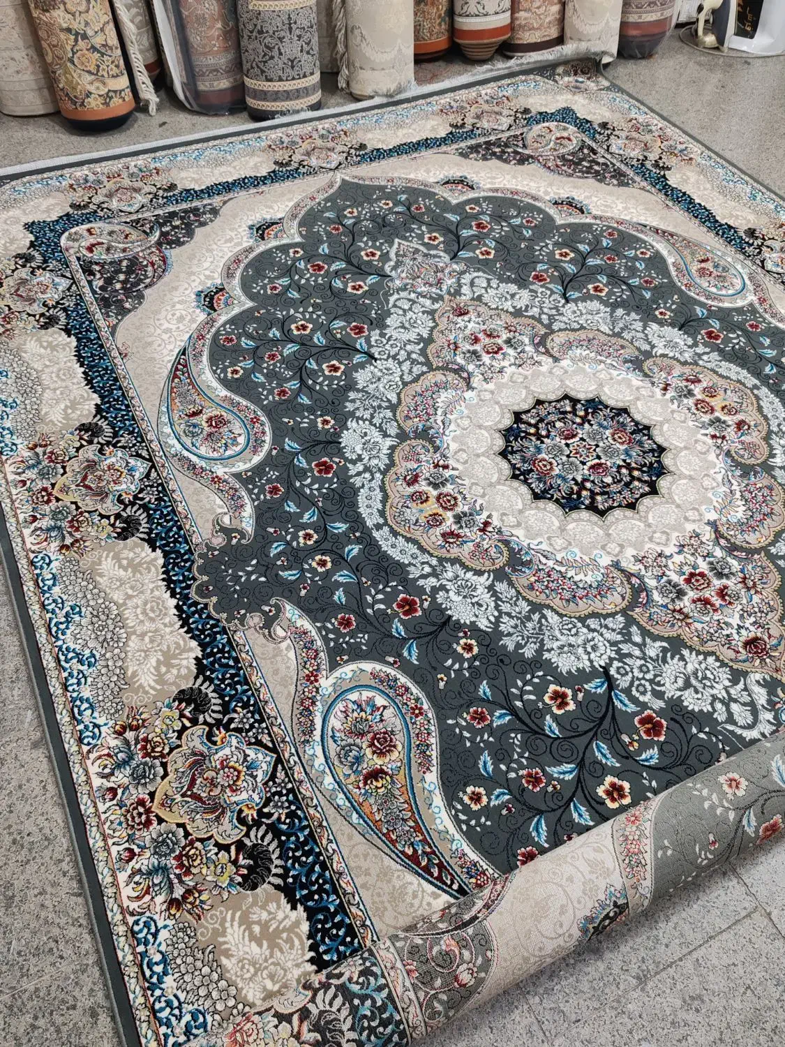 6 تخته فرش 9متری طرح سوگند زمینه دلفینی 700شانه|فرش|قم, نیروگاه|دیوار