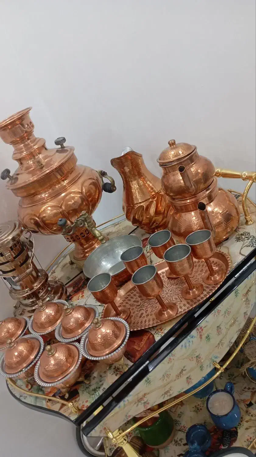 سرویس سماور و میزبار تماما مسی|صنایع دستی و سایر لوازم تزئینی|نسیمشهر, |دیوار