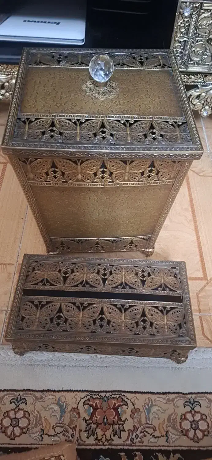 ست سطل و جای دستمال فلزی پیوتر|صنایع دستی و سایر لوازم تزئینی|قزوین, |دیوار