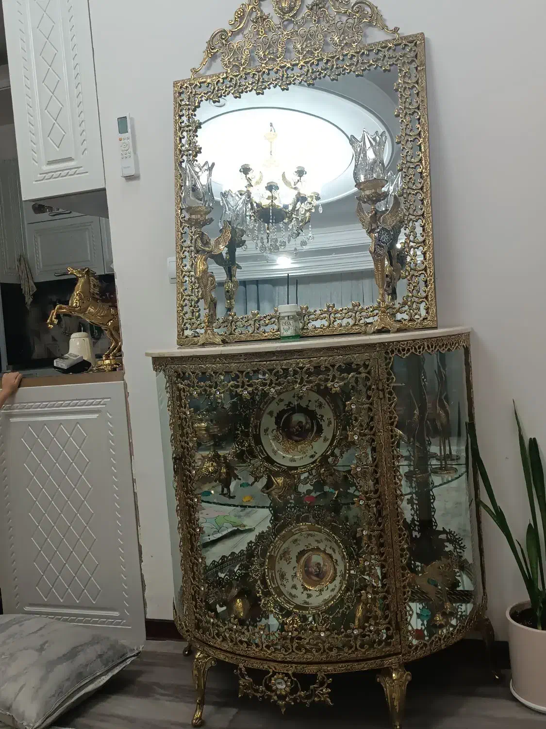 آینه شمعدان برنز|بوفه، ویترین، کنسول|نسیم‌شهر, |دیوار