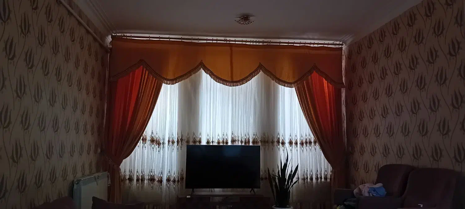 پرده حریر طرح دار|پرده، رانر، رومیزی|ایوان, |دیوار