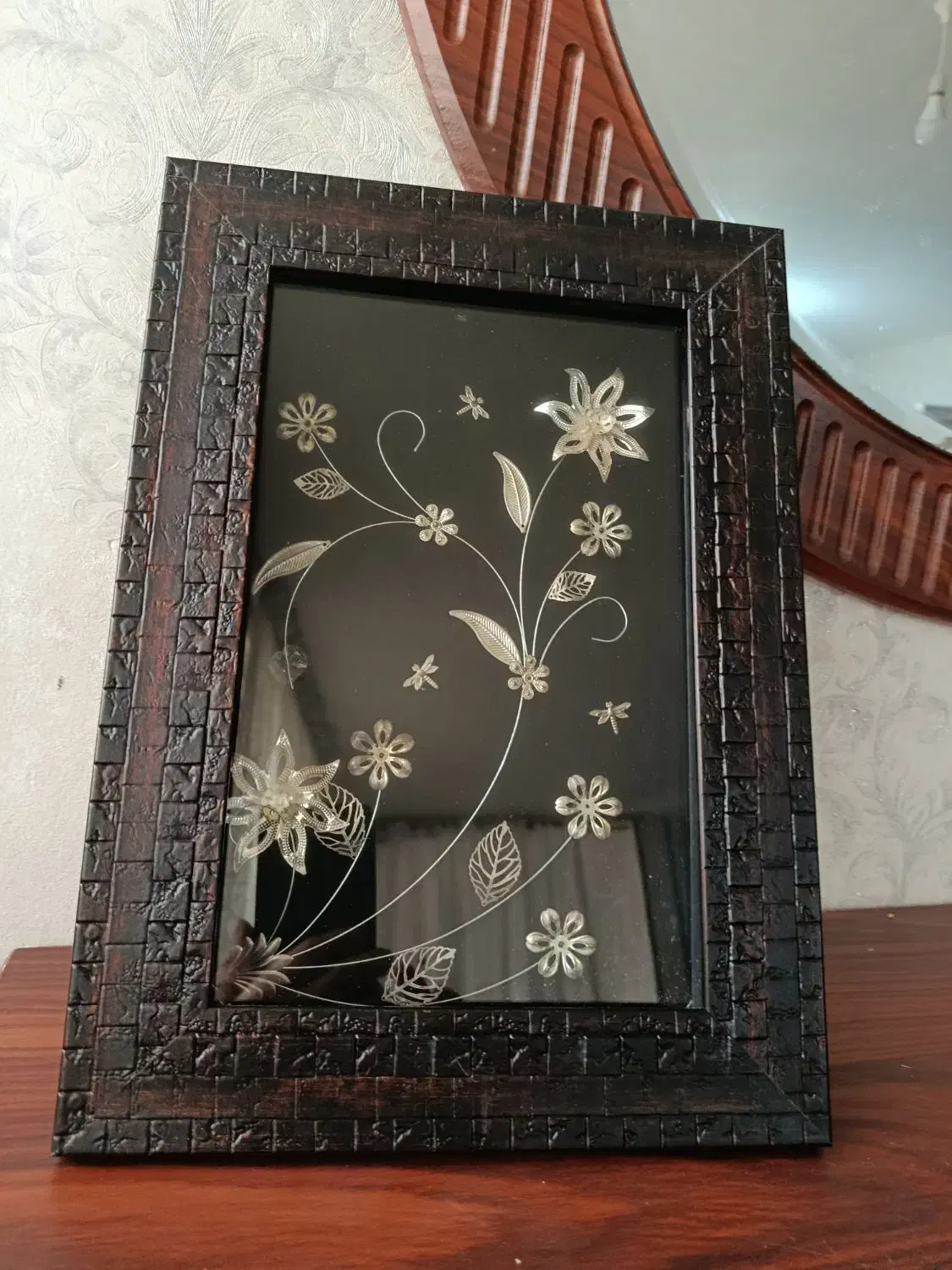 تابلو گل نقره|صنایع دستی و سایر لوازم تزئینی|هشتگرد, شهرک ولیعصر (مصلی)|دیوار