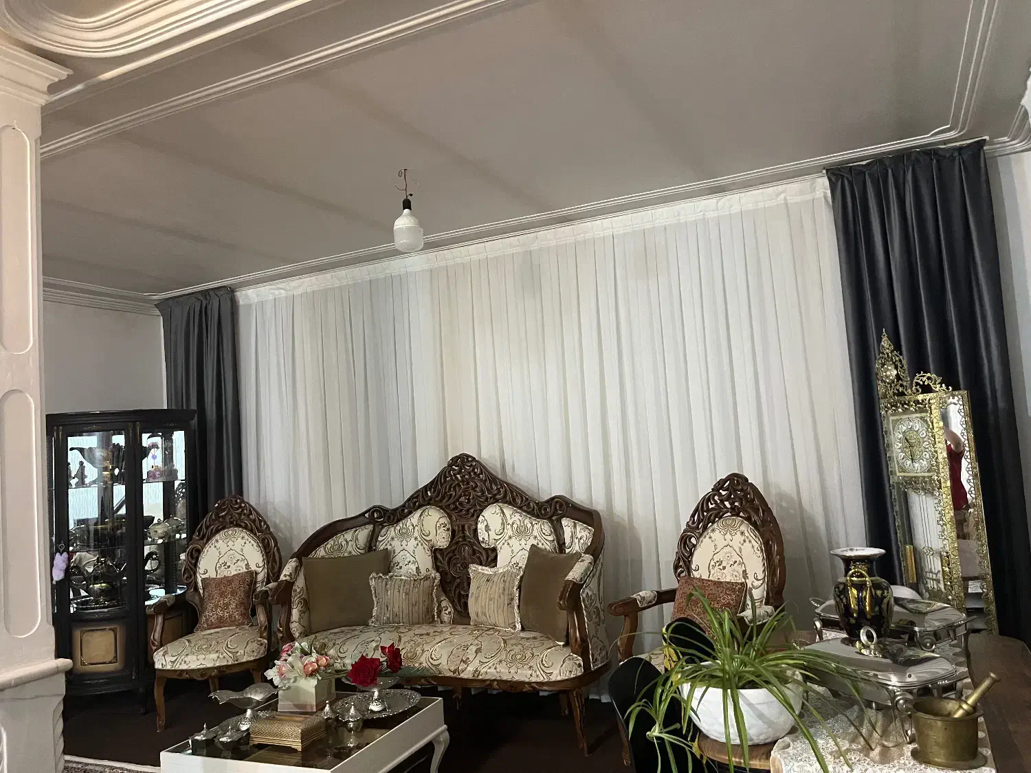 پرده حریر ساده با والن|پرده، رانر، رومیزی|تبریز, |دیوار