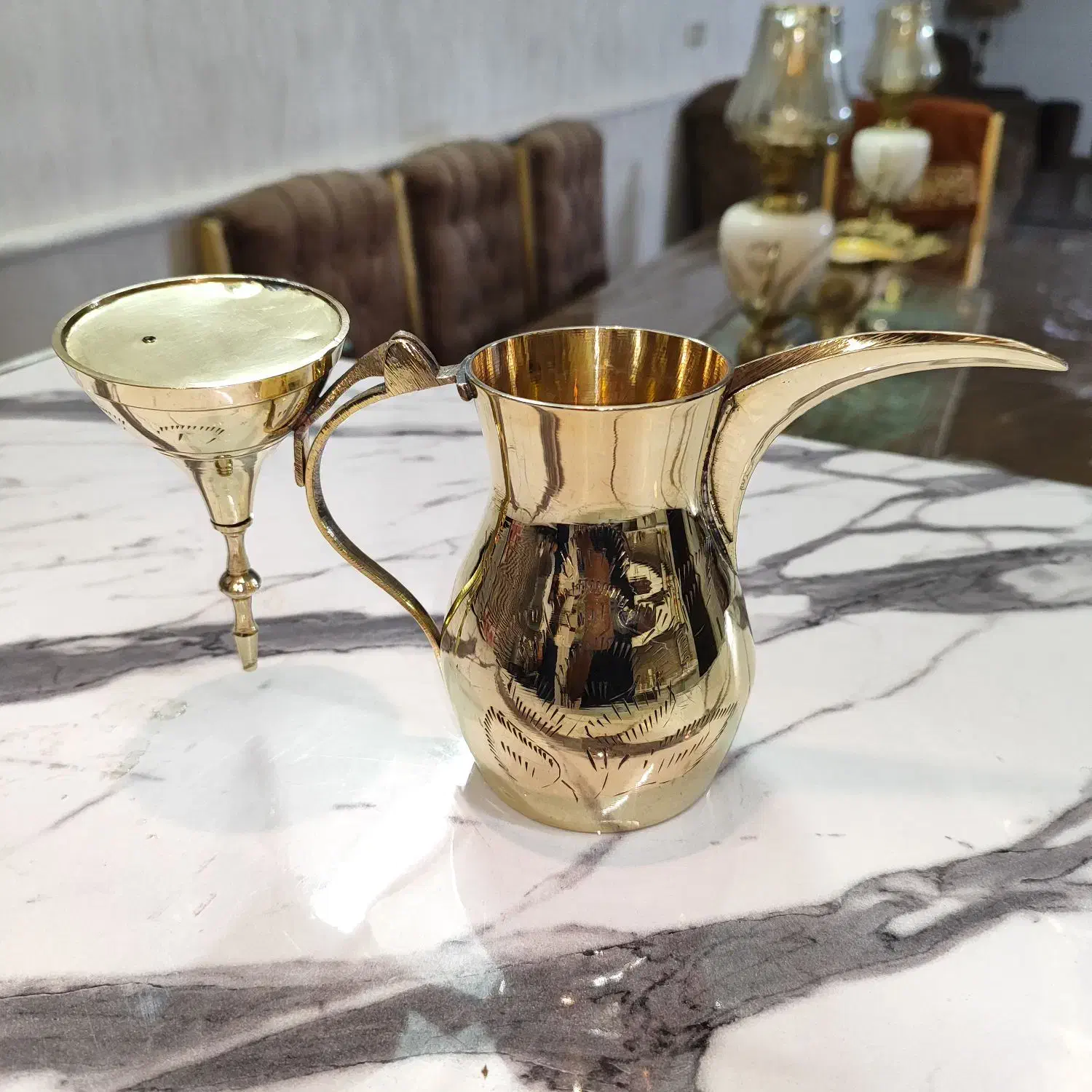 دله تمام برنجی با ارتفاع 22 سانتی|قوری، کتری، قهوهساز دستی|قم, مهدیه|دیوار