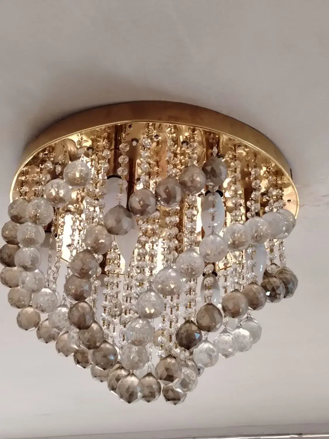 لوستر گرد طلایی 50 سانت|لوستر و چراغ آویز|مشهد, تربیت (صدف)|دیوار