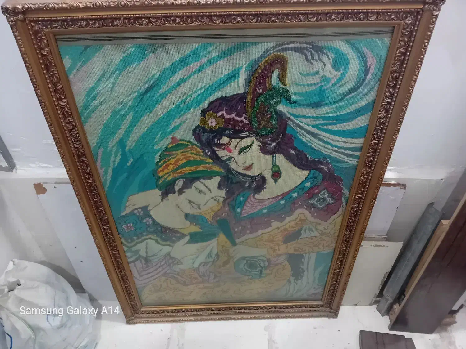 تابلو کوبلنی لیلی و مجنون قاب ملایر|صنایع دستی و سایر لوازم تزئینی|هشتگرد, شهرک گلخانه|دیوار