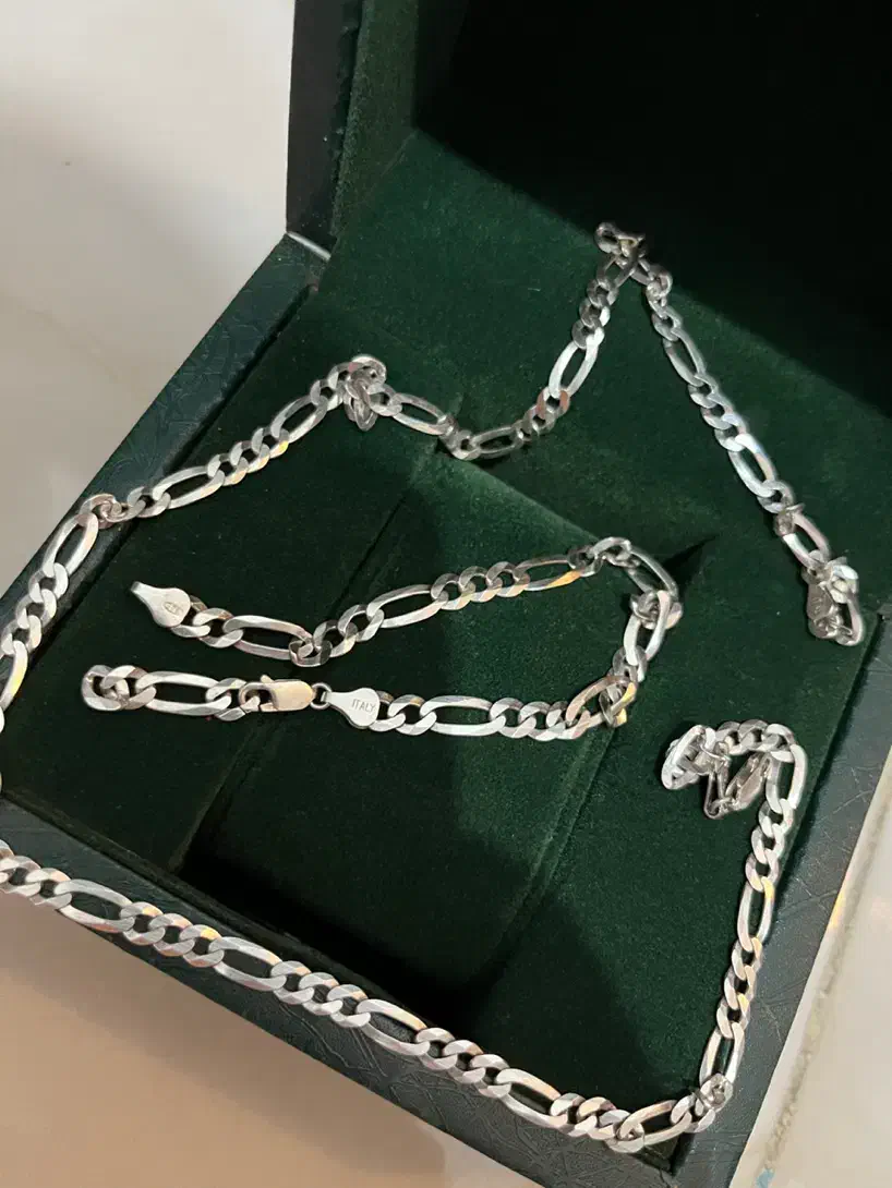 گردنبند و دستبند نقره فیگارو ایتالیایی|جواهرات|بندر انزلی, ساحل قو|دیوار