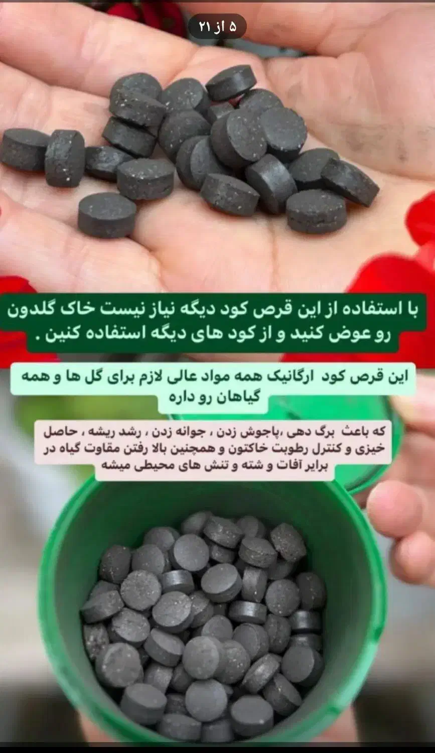 قرص کود ارگانیک اصل|گل و گیاه طبیعی|سیرجان, |دیوار