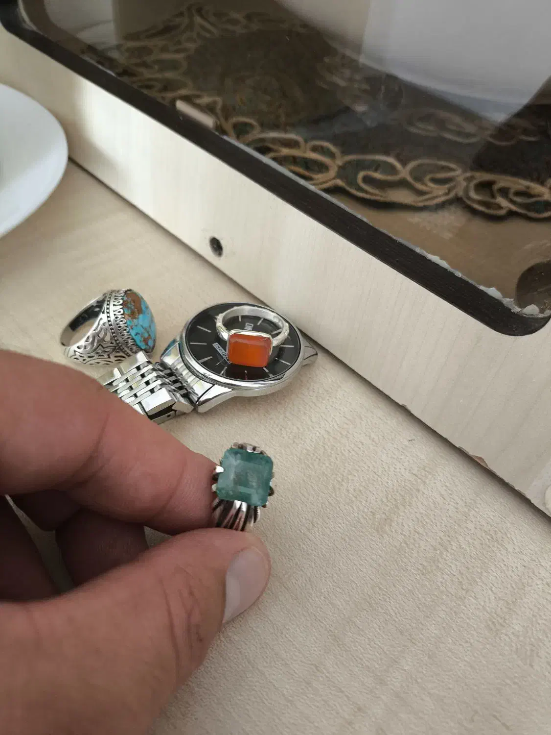 انگشتر دست‌ساز زنجان زمرد زامبیا|جواهرات|بیجار, |دیوار