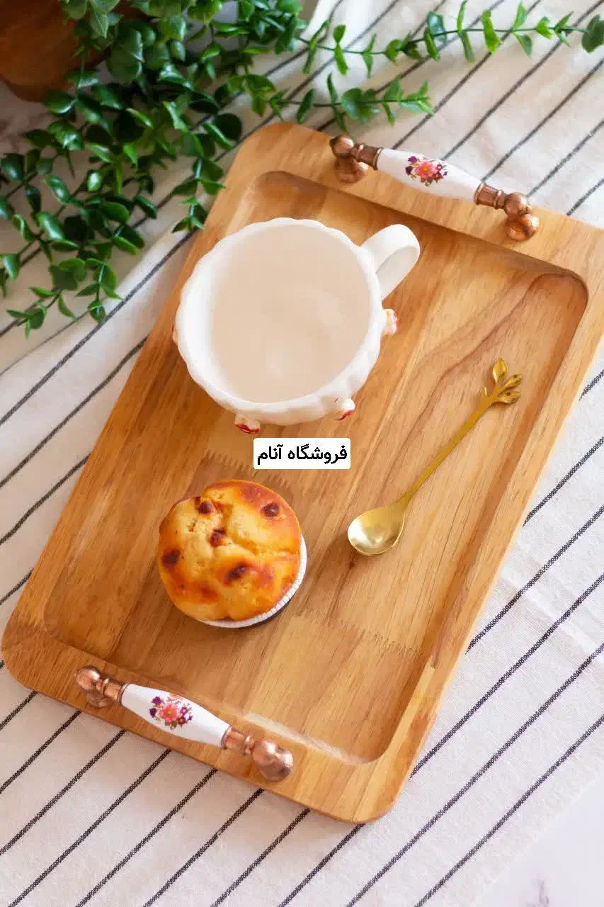 سینی چوبی دسته گلدار|ظروف سرو و پذیرایی|قم, علی آباد|دیوار