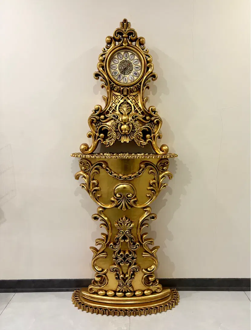 ساعت تمام چوب ورق طلا|بوفه، ویترین، کنسول|تهران, ازگل|دیوار