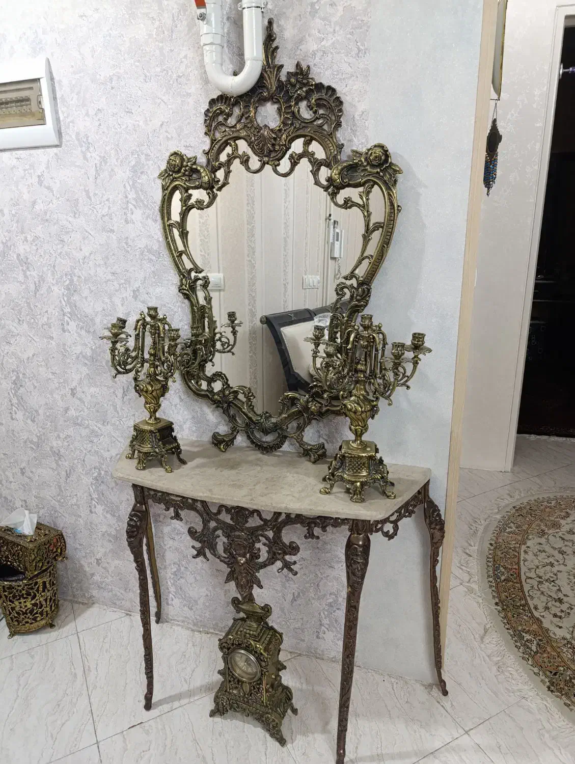 آینه و شمعدان برنز انتیک|آینه|همدان, |دیوار