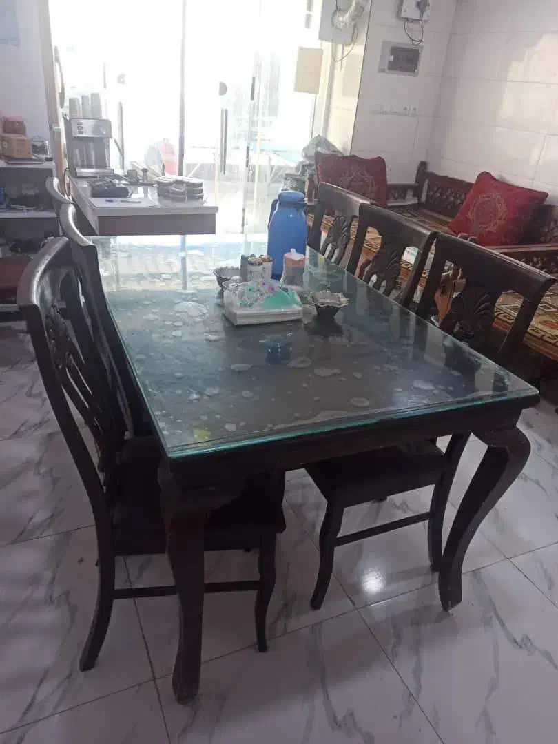 میز غذاخوری شش نفره. جنس چوب|میز و صندلی غذاخوری|پارسیان, |دیوار