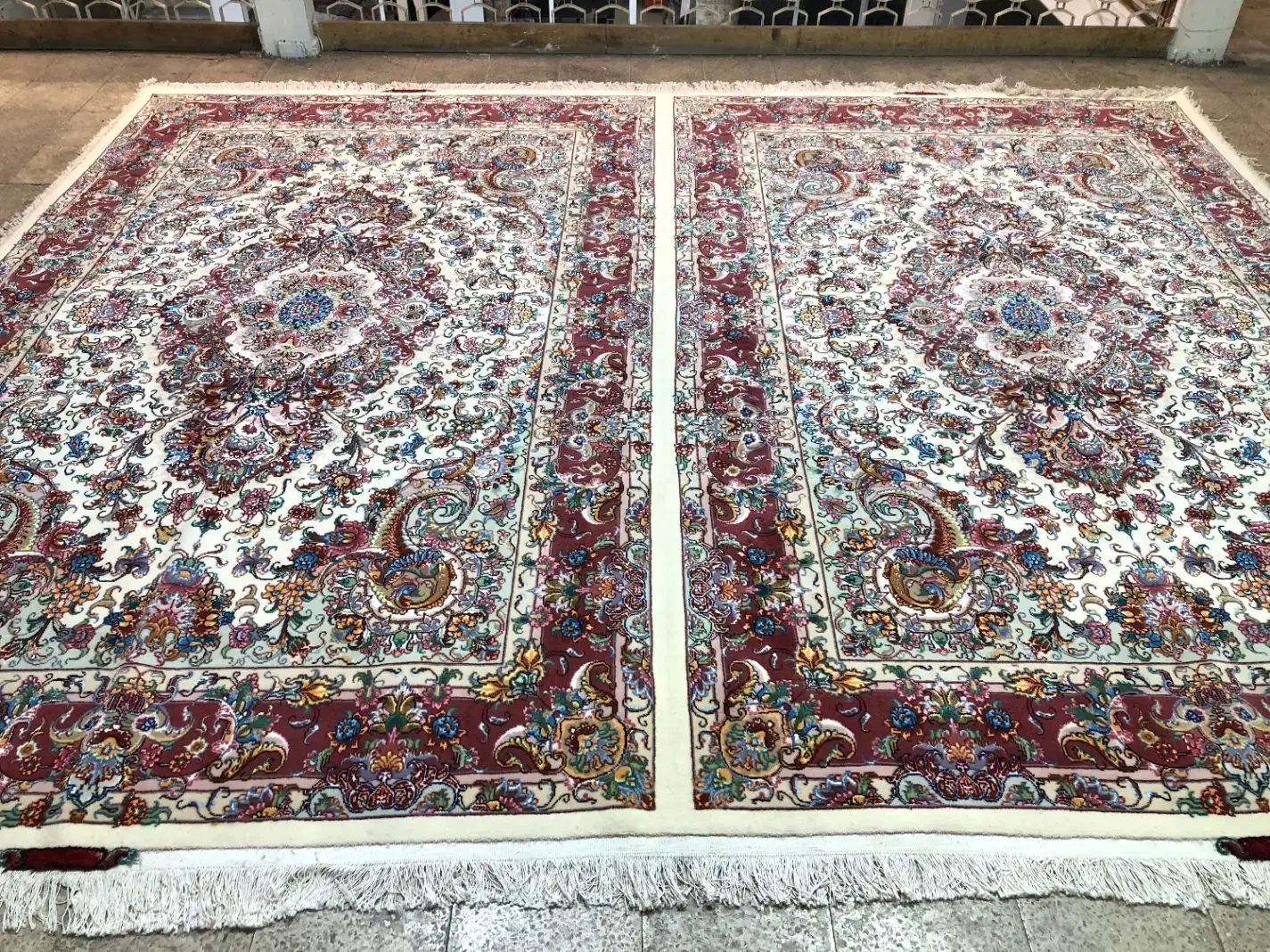 (فرش فرزین)جفت۶متری خطیبی جدید(سیمرغ)رج۳۰نخ مرینوس|فرش|تبریز, |دیوار