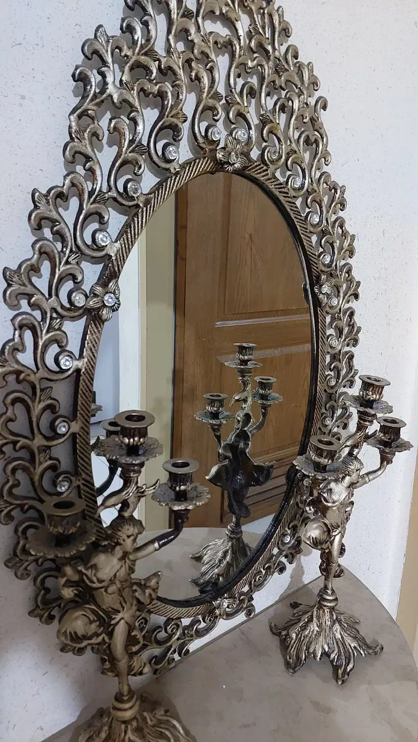 اینه و شمعدان شیک|صنایع دستی و سایر لوازم تزئینی|فولادشهر, B8|دیوار