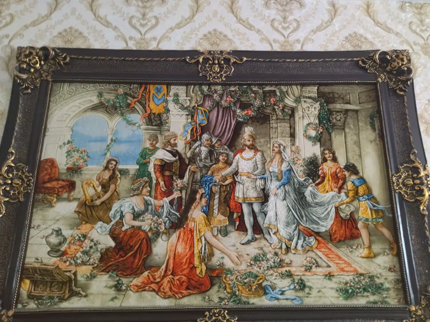 نخ و نقشه مهمانی امپراطور به طور کامل|تابلو فرش|کرمانشاه, |دیوار