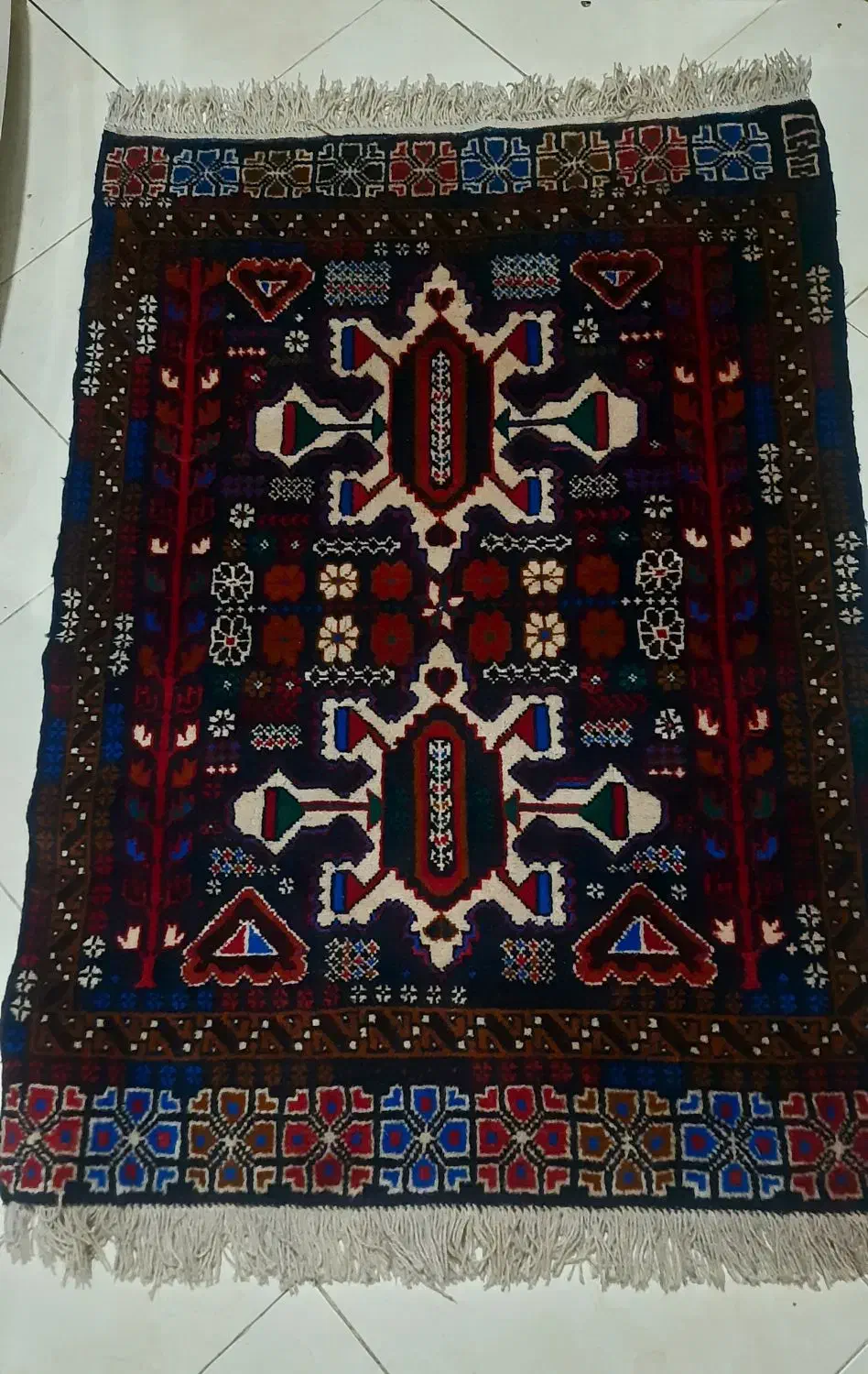 گلیم دست باف قدیم|گلیم، جاجیم، گبه|نیشابور, گمنام غربی|دیوار