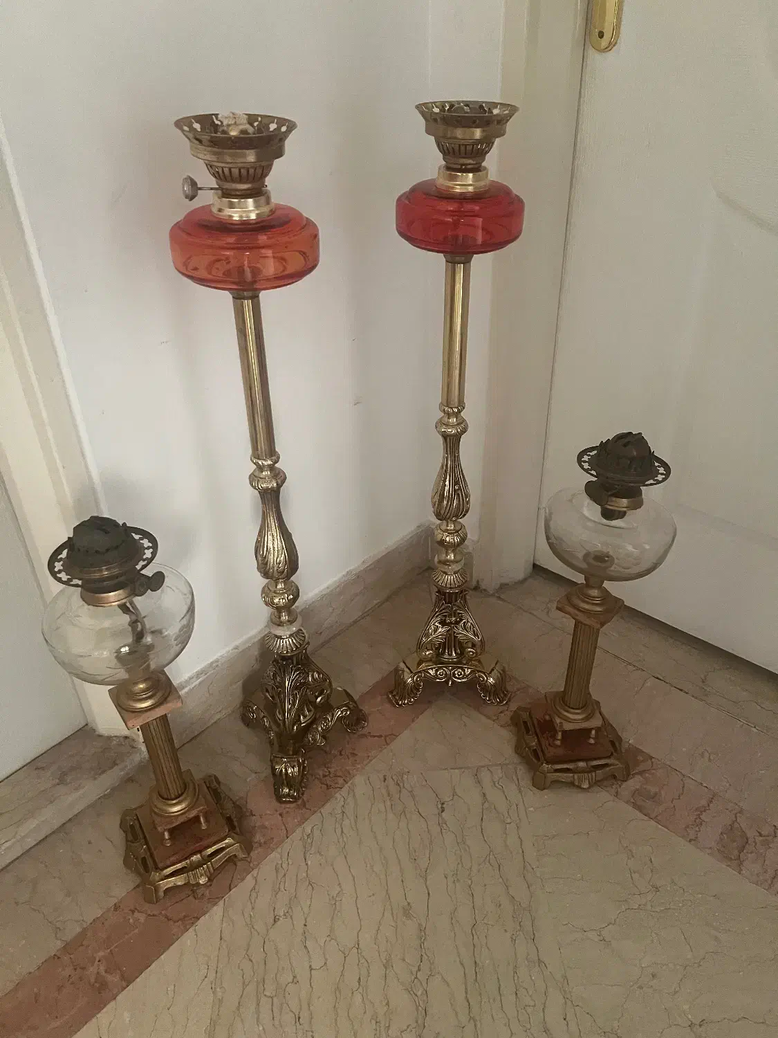 چراغ قدیمی پایه برنزفرانسه قدیمی ۲جفت|کلکسیون اشیاء عتیقه|تهران, پونک|دیوار