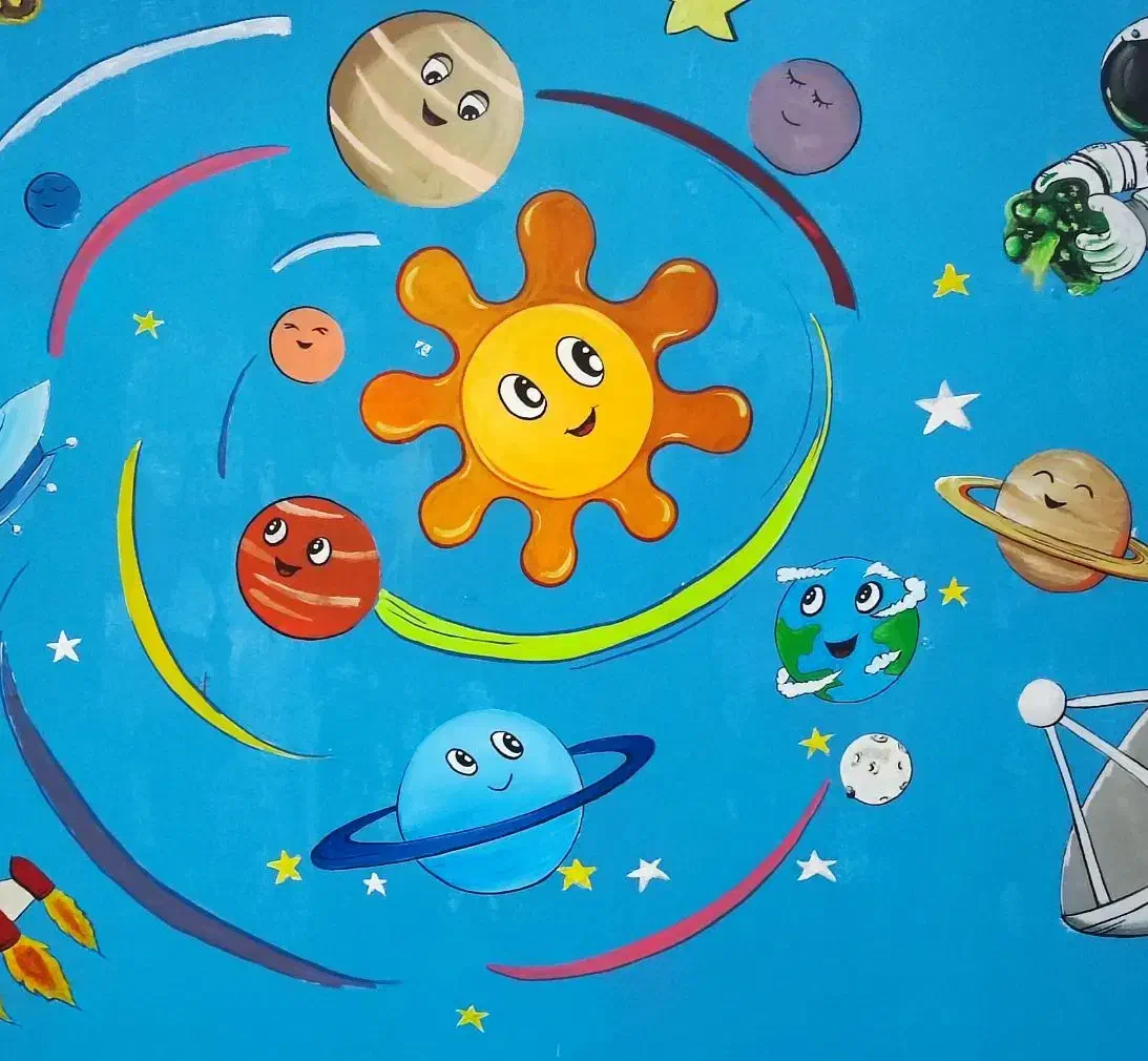 نقاشی دیواری مدارس مهد و مدرسه|خدمات پیشه و مهارت|رشت, استقامت ۱|دیوار