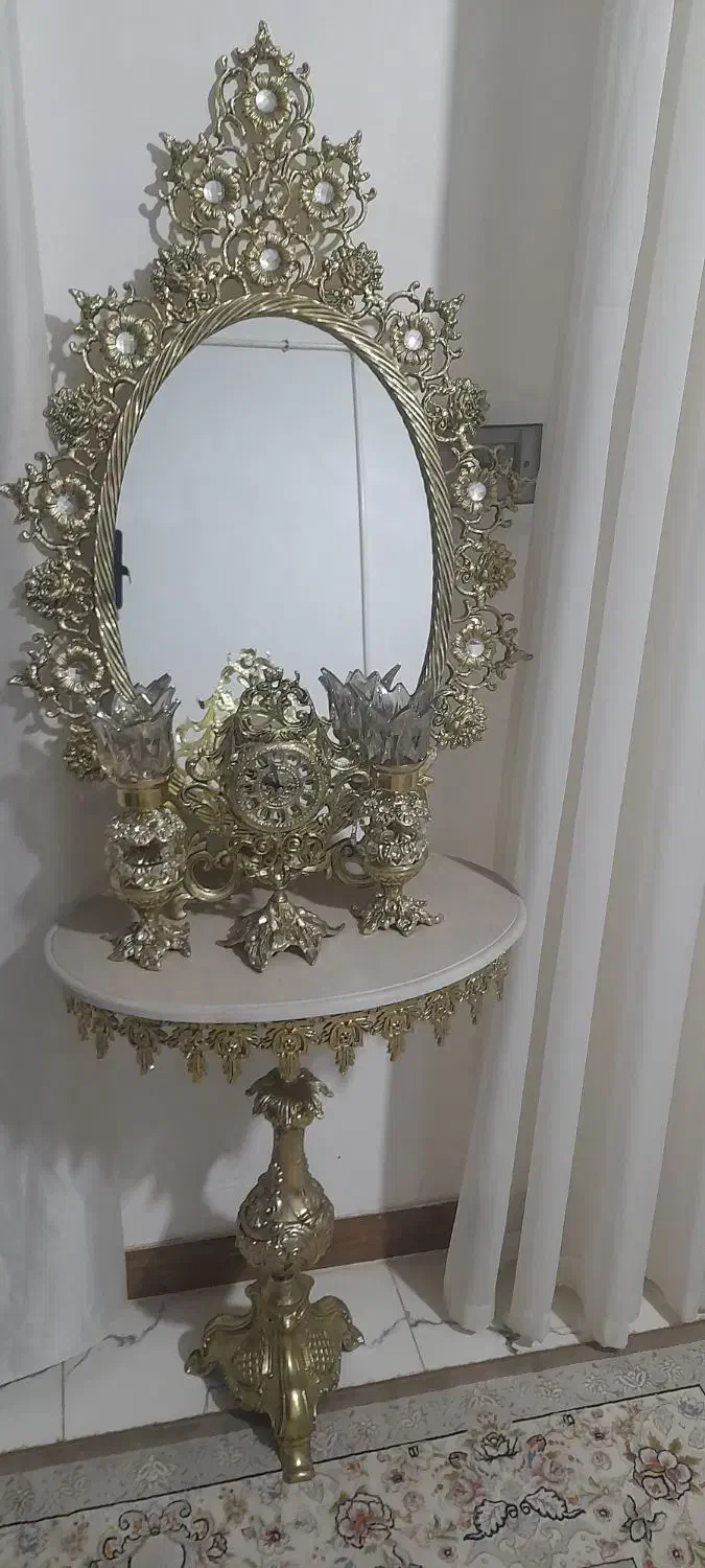 آینه شمعدان برنجی نو|آینه|تاکستان, |دیوار