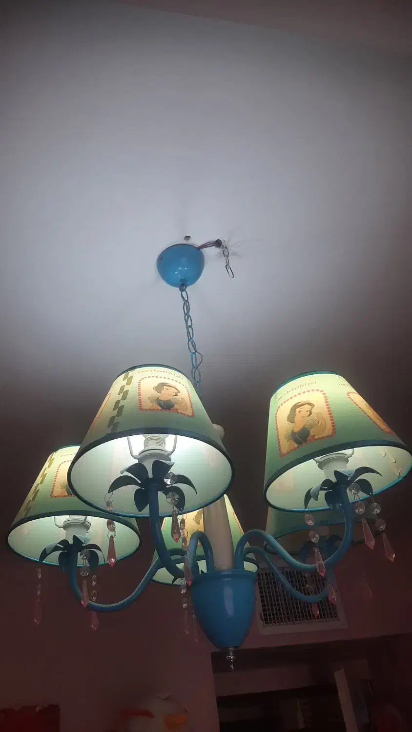 لوستر پنج شاخه اتاق کودک ونوجوان نو وسالم|لوستر و چراغ آویز|پرند, فاز ۰|دیوار