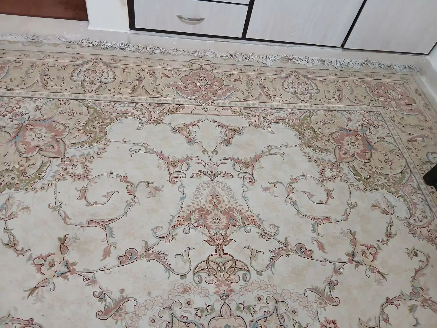 فرش 500شانه تراکم 1200 ساوین کرم رنگ12متری|فرش|گتوند, |دیوار