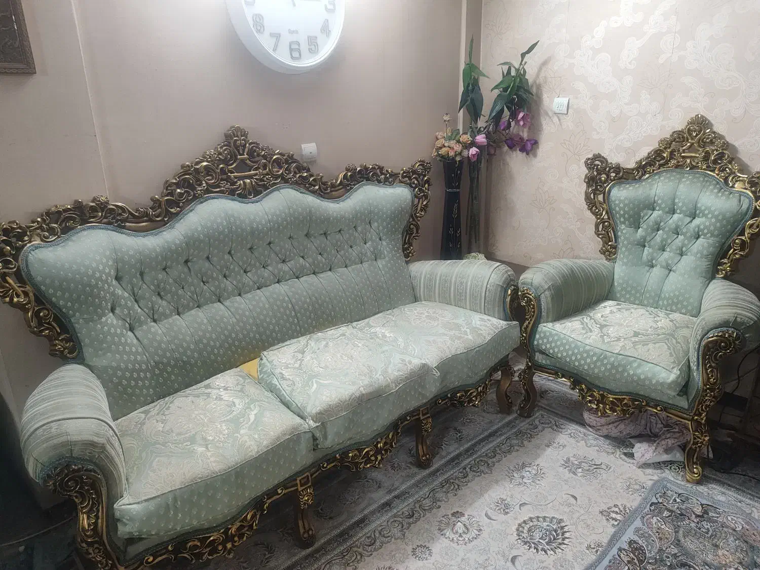 مبل سلطنتی ۹ نفره|مبلمان خانگی و میز عسلی|شیراز, باغ تخت|دیوار