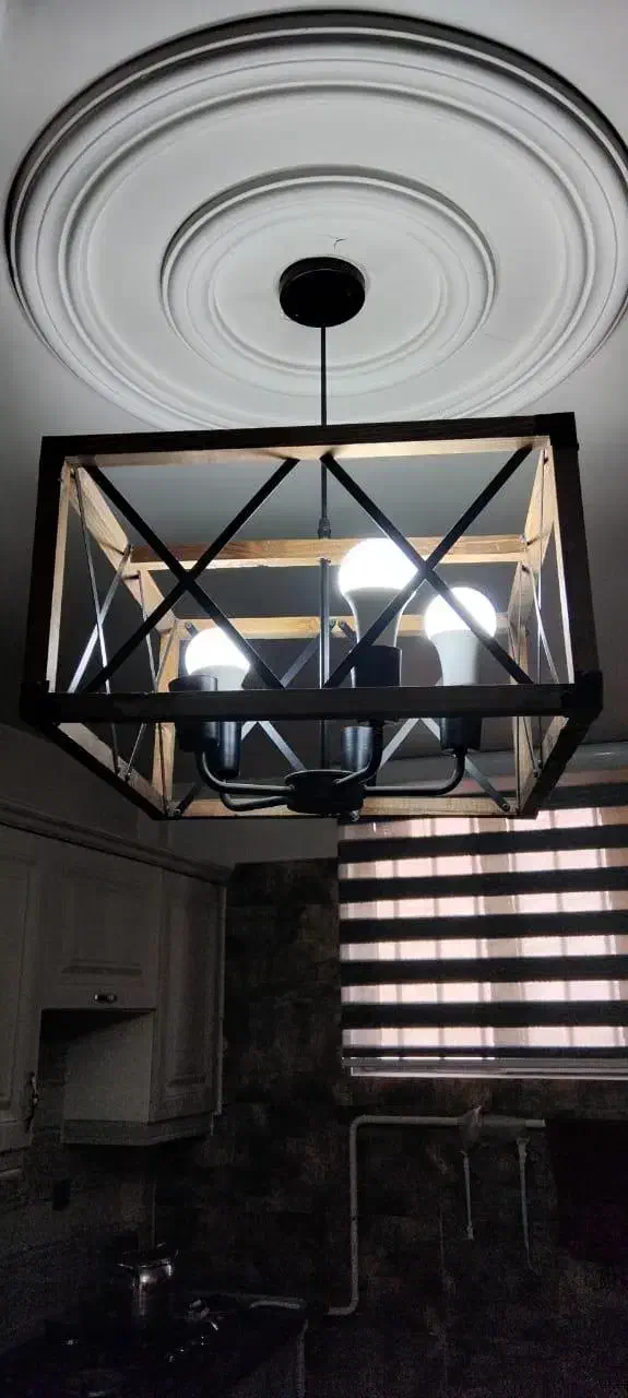 لوستر سقفی چوب و فلزی|لوستر و چراغ آویز|تهران, نیروی دریایی|دیوار