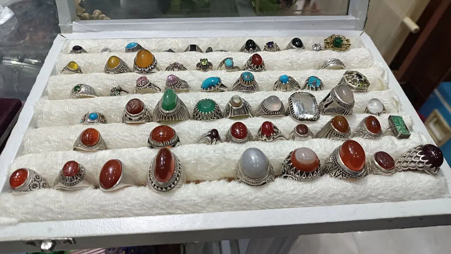 انگشتر نقره عقیق فیروزه جواهری|جواهرات|آمل, |دیوار