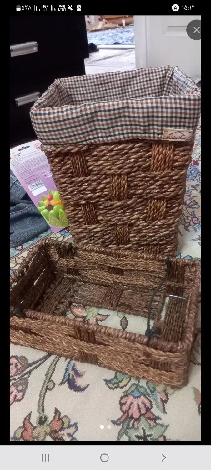 سطل و جا دستمال حصیری اک|صنایع دستی و سایر لوازم تزئینی|قم, زنبیل آباد|دیوار