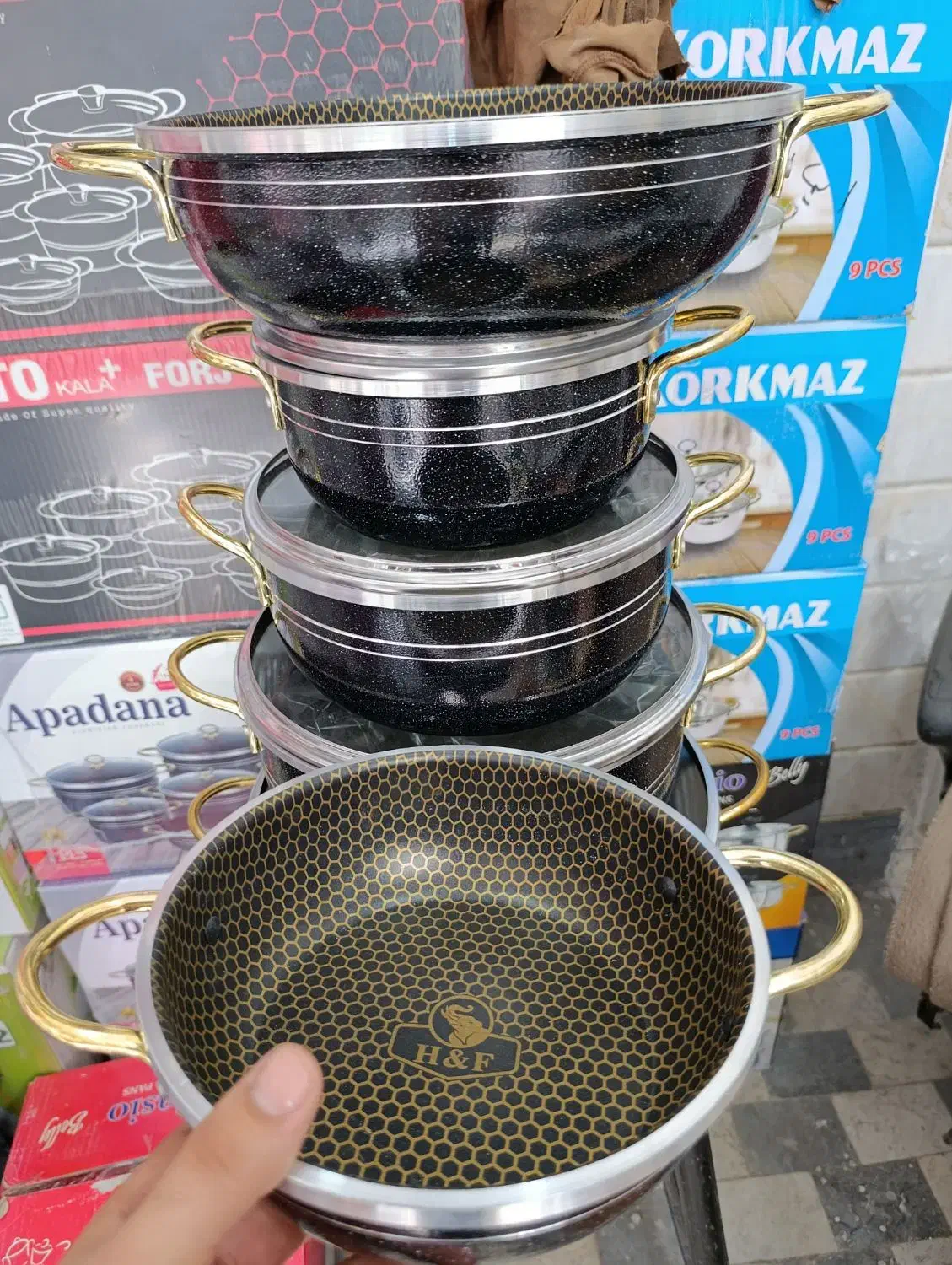 سرویس قابلمه 10پارچه سایز بزرگ 32 هلنا|ظروف پخت‌وپز|قم, ولیعصر|دیوار