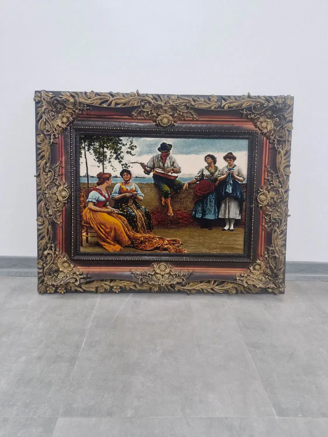 تابلو و لوستر ۴ شاخه|تابلو فرش|باغستان, |دیوار