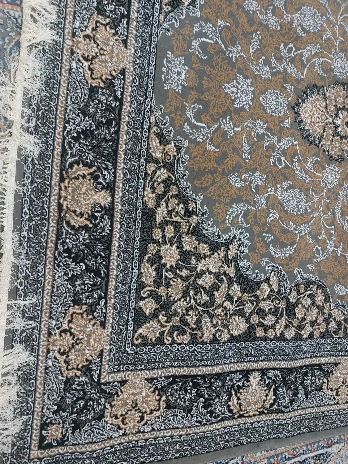 فرش ۹ متری نو آکبند طوسی طلایی مشکی شیک|فرش|رشت, معلولین|دیوار