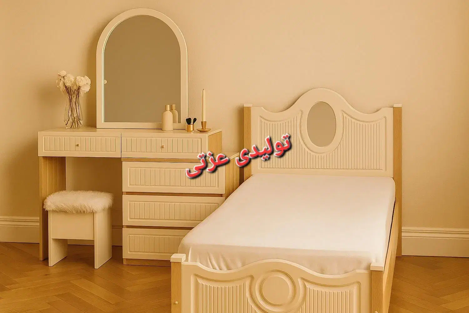 سرویس خواب یک نفره ،میز آرایش کد ۱۰۰۱|تخت و سرویس خواب|قم, علی آباد|دیوار