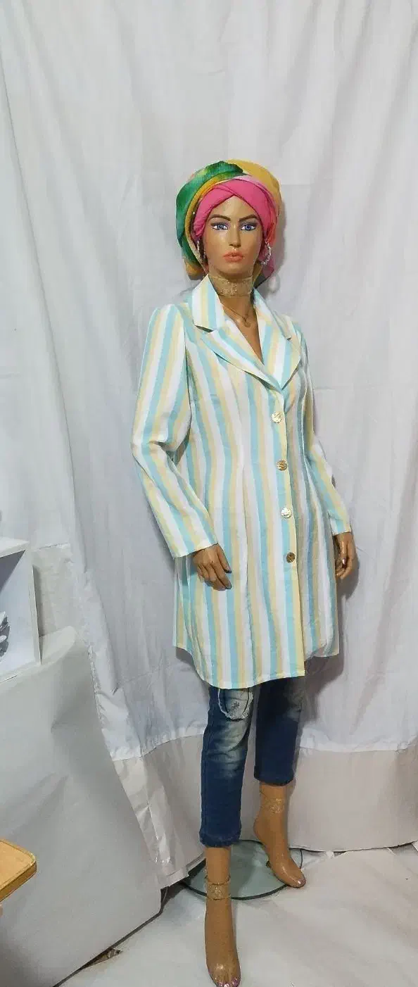 مانتو نخی راه راه یقه انگلیسی|لباس|لنجان, |دیوار