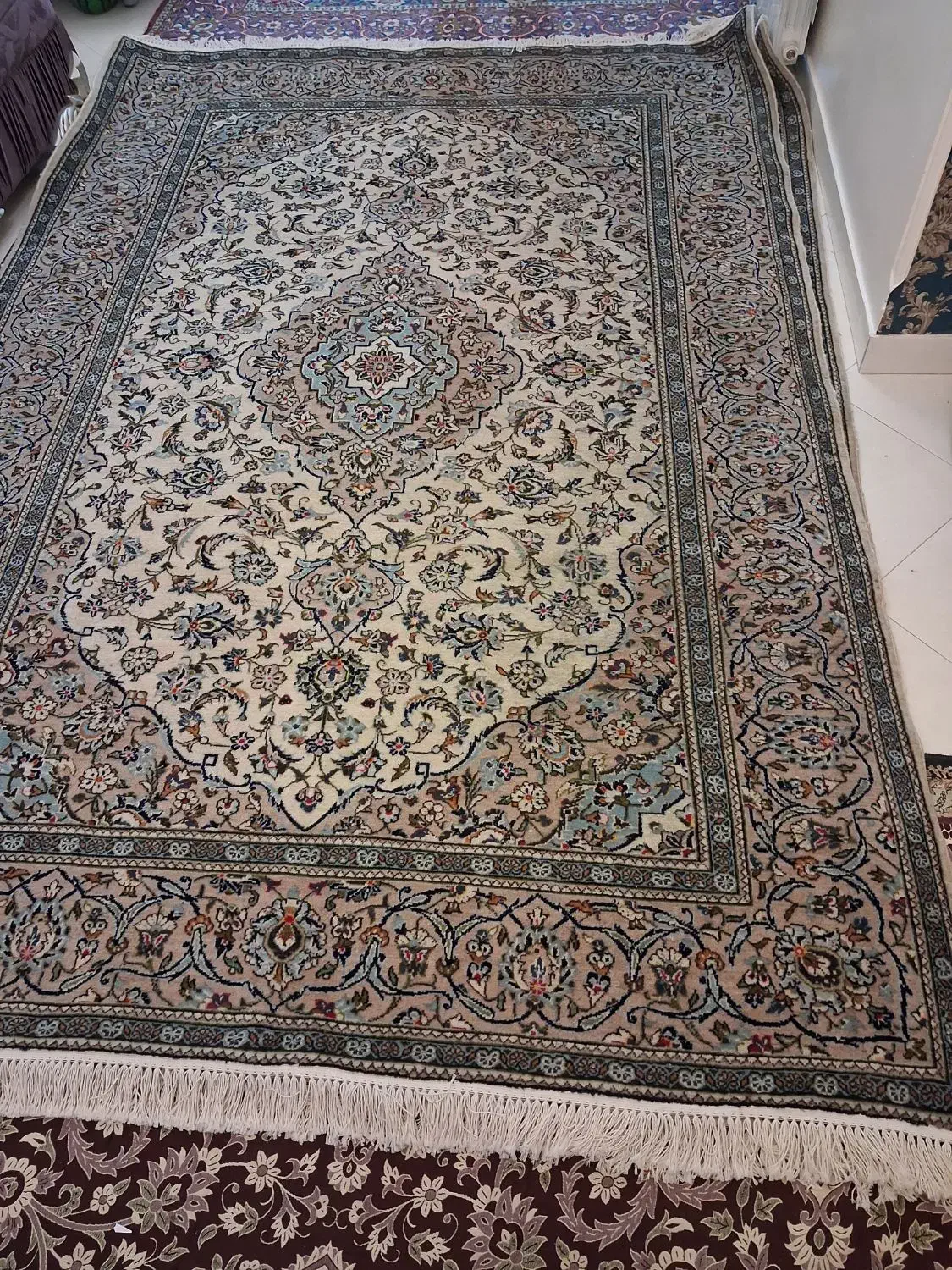 جفت فرش دستباف کاشان کرم ۶ متری|فرش|تهران, حکیمیه|دیوار