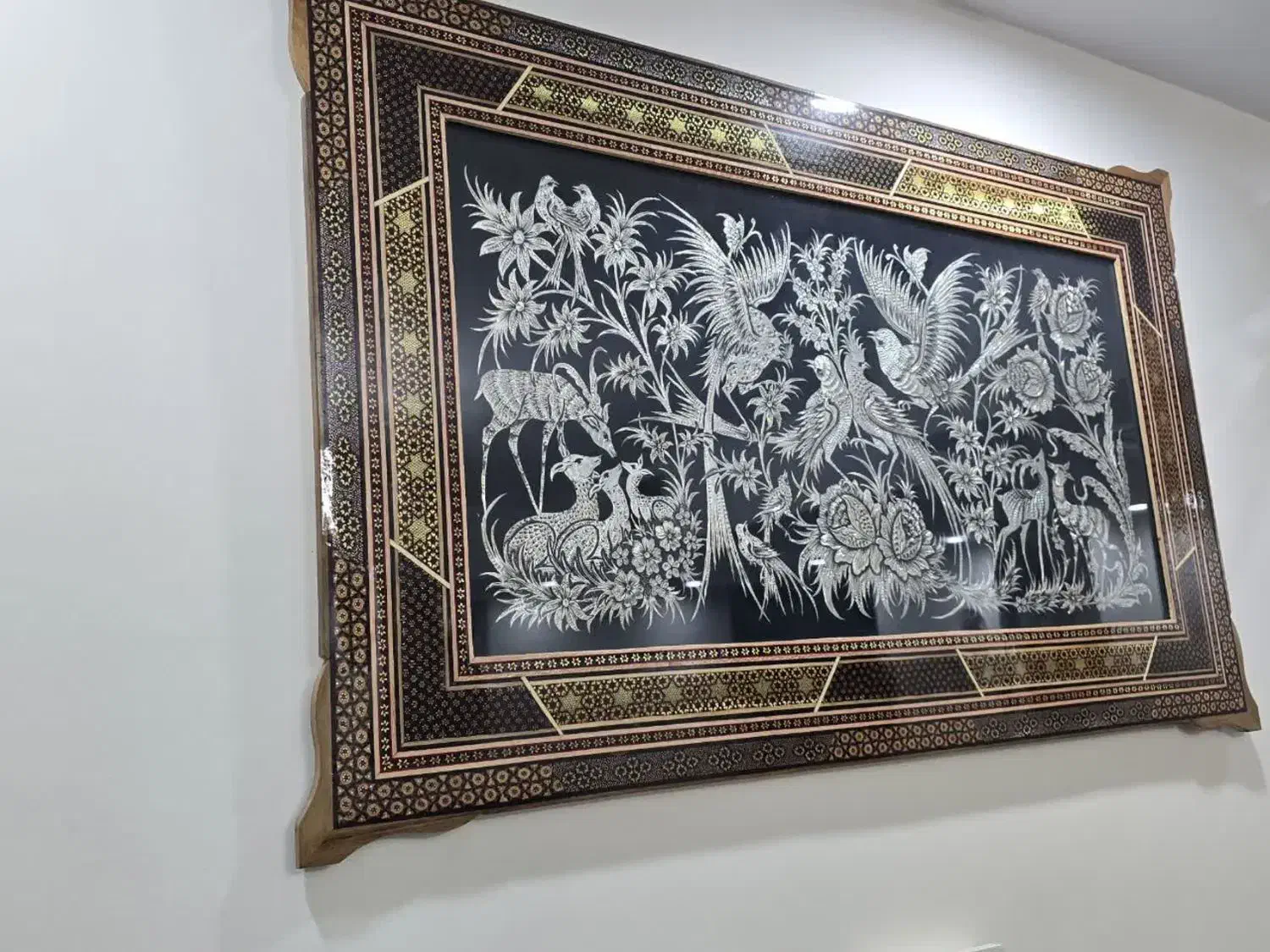 تابلو قلم زنی با قاب خاتم کاری|تابلو، نقاشی، عکس|تهران, ازگل|دیوار