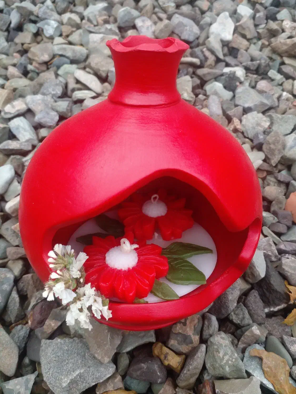 انار سفالی با شمع|گل و گیاه طبیعی|تربت‌حیدریه, حیدرآباد|دیوار