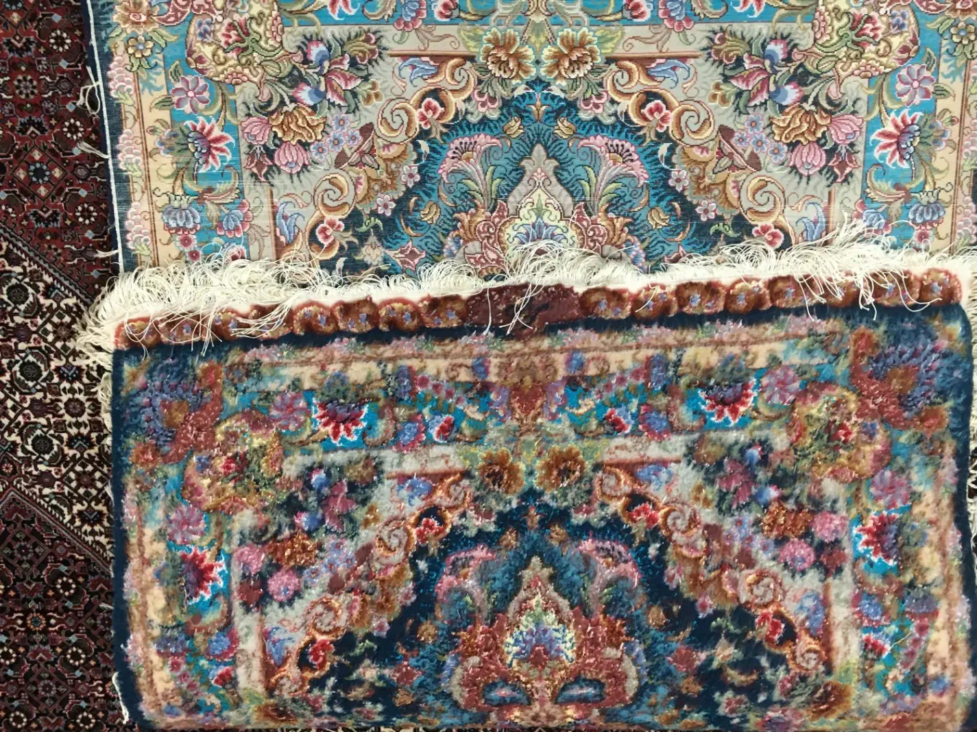 فرش دستبافت جفت زرنیم چله ابریشم|فرش|همدان, |دیوار