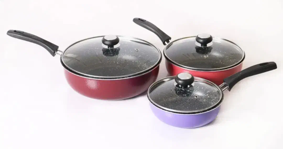 قابلمه ۲۰پارچه تفلون طرح گرانیت|ظروف پخت‌وپز|چالوس, |دیوار