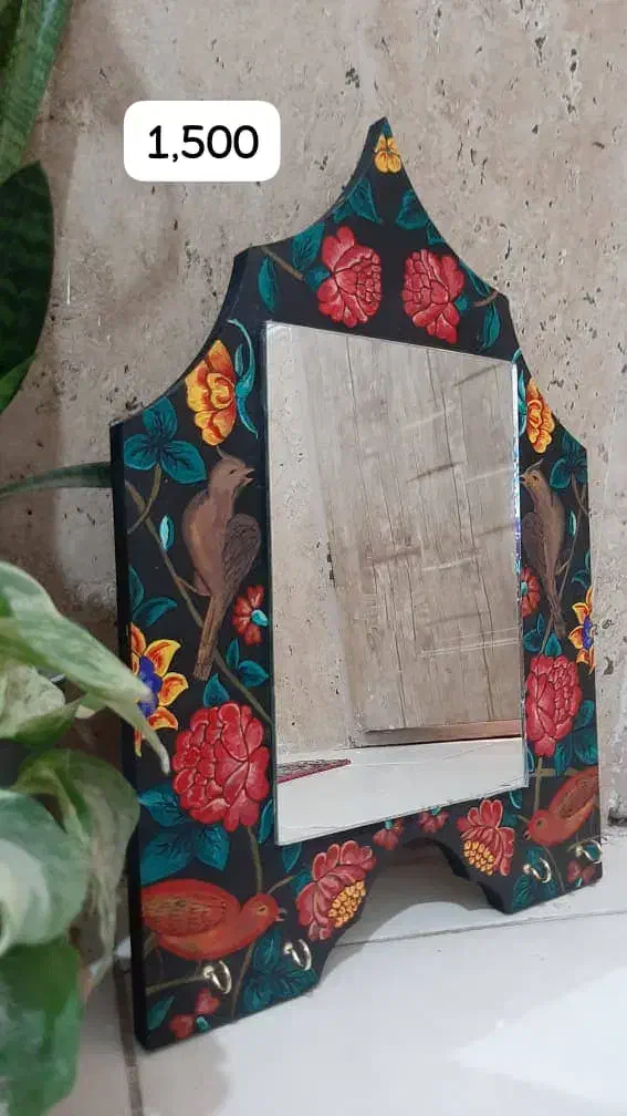 آینه جاکلیدی نقاشی شده|تابلو، نقاشی، عکس|کرمان, |دیوار